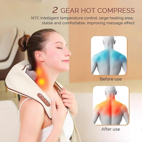 💆♀️🔥 Masajeador Eléctrico de Cuello, Espalda y Hombros con Calor Infrarrojo