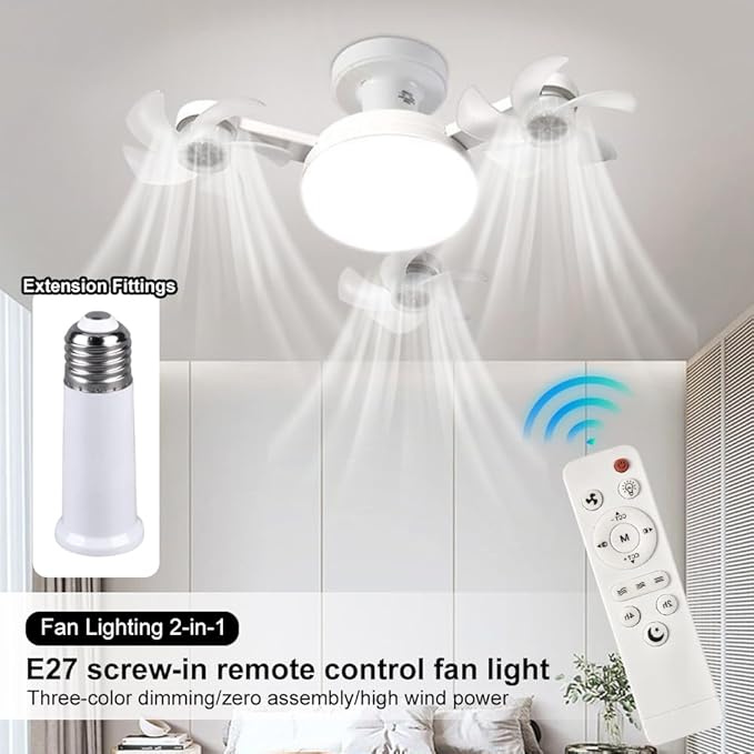 🌬️💡 Flydove Ventilador con Luz 2 en 1 – Control Remoto Incluido