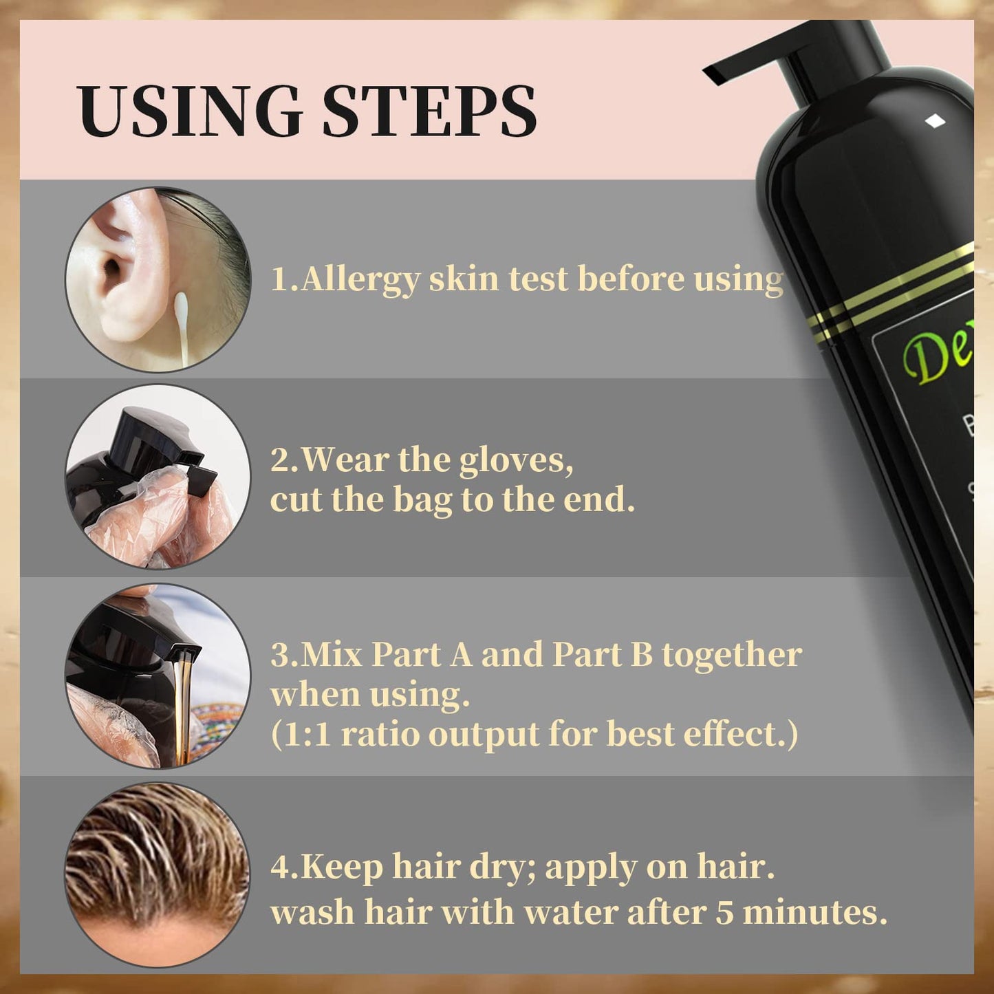 Combo Poder Varonil : Eelhoe Beard Enhance Oil + DeXe Black Hair Shampoo