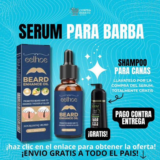 Combo Poder Varonil : Eelhoe Beard Enhance Oil + DeXe Black Hair Shampoo